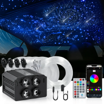 4 Port Twinkle RGBW Meteor Ceiling Car Roof Shooting Star Light LED Fiber Optic Light Starry Sky Lamp APP Music Remote Control