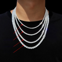Hip-Hop 1 Row Cz Tennis Chain Necklace Cubic Zircon Iced Out 3Mm 4Mm 5Mm 6Mm 18/K Rapper Necklace Drop Shipping Luxury Jewelry