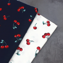 White Navy Cherry Cotton Poplin Printed Fabric DIY Handmade for Quilting Sewing Accessories