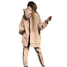 Winter Chic Oversized Tracksuit Back Zipper Long Hoodie + Pants Set Street Sportswear Pullover Hip-Hop Two-Piece Women Outfits