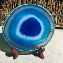 12-20CM Bule Crystal AGATE SLAB Geode Slice Mineral Coaster Healing Reiki Decoration