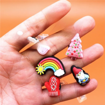 Rainbow Holiday Shoe Charms Cute Baby Santa Claus Christmas Tree Glove Designer Shoes Accessories Original Clogs Decorations