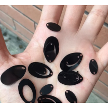 400pcs 14*22mm Hollow Egg Drop Oval Shape Sequins Double Eggs Crafts Sewing ,Women Kids Diy Accessories Black Spangles