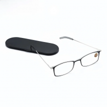 Anti Blue Light Reading Glasses Portable Square Presbyopia Eyewear With Case Thin Prescription Eyeglasses Glasses Men Women+3.5