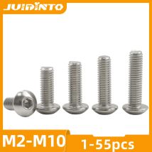 JUIDINTO 2-50 Uds tornillo de cabeza de botón hexagonal perno de acero inoxidable M2 M2.5 M3 M4 M5 M6 M8 tornillo de cabeza redonda Allen hexagonal ISO7380