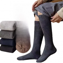 Winter Men's Knee Long Socks Wool Keep Warm Longer Stocking Compression Winter Terry Socks Cotton Thicken Cover Calf Sokken Gift