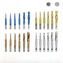 XCAN Taps Combined Tap and Drill Set HSS Hex Shank Metric Tap Machine Plug Tap Thread Tap Drill Hand Tools M3 M4 M5 M6 M8 10 M12