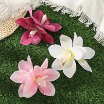 AWAYTR Large Pink Lily Flower Hairpins Floral Headwear Romantic Hair Accessories Girl Side Bangs Clip Sweet Hair Clips Headdr