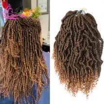 14inch Spring Passion Twist Crochet Braids Ombre Brown Burgundy Synthetic Small Curly Braiding Hair Extensions 24 roots/pc