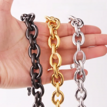 Granny Chic 8/11/13/15mm Mens Chain Silver Gold Black color Stainless Steel Big O Oval Chain Necklace Top quality Jewelry