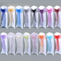 25pcs 275cm Sheer Organza Chair Sashes Band Ribbon Belt Bow Cover Rustic Wedding Party Birthday Banquet Ceremony Decoration