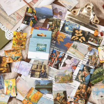 Mohamm 45 Pcs 44 Box Stickers Famous Paintings Philatelic Albums Creative Retro Hand Accounts Decoration General Sealing Sticker