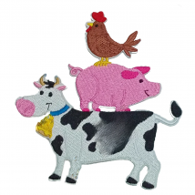 Farm Friends Embroidered Patches Iron on Animal Cow Cute Embroidery Pig Hen Designs Sewing Kids Hats Logo DIY Cartoon