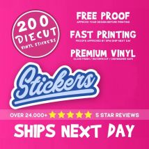 Custom Stickers Vinyl 200pcs 3-10cm With Text Logo Image Paper Waterproof Personalised Round Rectangle Die Cut Square For Party