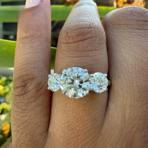 4Carat Moissanite Diamond Engagement Ring with Certificates 925 Sterling Silver Three-Stone Wedding Band for Women Fine Jewerlry