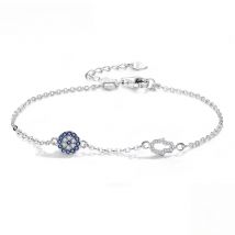 KALETINE Lucky Evil Eye Bracelets for Women 925 Sterling Silver Bracelet Blue Eye Hamsa Hand Fatima Hand Turkey Jewelry