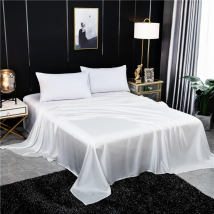 Solid Color Flat Sheet Natural Mulberry Silk Bed Sheet King Queen Size Luxury Super Soft Comfortable Bedsheet
