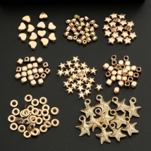 100-250pcs 6mm Gold Plated Loose Beads CCB Star Heart Starfish Bead Charms for Jewelry Making DIY Beading Accessories Supplies