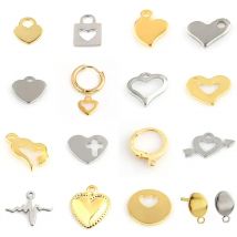 20pcs/lot Heart Charm Stainless Steel pendants Mini Love Heart Pendant charms for jewelry making diy earrings making supplies