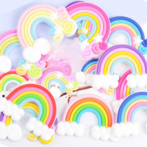 3D Rainbow Clouds Cake Topper happy Birthday Cake Flag wedding Dessert table cake Topper Decoration Baby Shower Cake decoration
