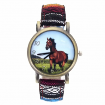 Running Horse Print Animal Unicorn Horses Fashion Men Women Stripes Denim Cloth Canvas Band Sport Quartz Watch