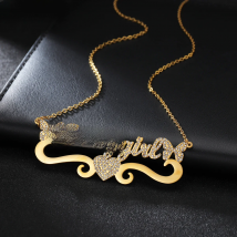 Atoztide Custom Personalized Name Stainless Steel Necklaces Cubic Zircon Letters for Women Bling Stone Pendant for Women Jewelry