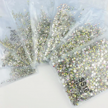 SS3-SS40(1.3mm-8.4mm) AAAAA Non Hotfix flatback Rhinestones glass crystal AB clear rhinestone for Nails 3D nail art decoration