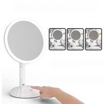 Rechargeable Lighted Makeup Mirror 1X/15X Magnification 3 Colors Lighting LED Mirror Cosmetic Light Up Mirror