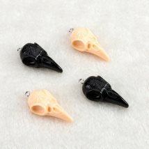 24pcs 34mm*17mm  Crow Skull Charms Glitter Raven Head Skeleton  Flatback Resin Cabochons for Pendants Earrings Necklace Diy