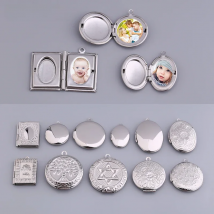 UNNAIER 1/pic geometric round photo frame necklace pendant titanium steel stainless steel metal handmade diy accessories jewelry