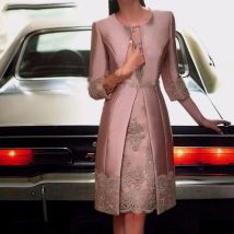 Elegant Mother Of The Bride Outfits 2 Piece With Jacket Groom Mother Dresses Formal Gowns For Wedding Candy Color