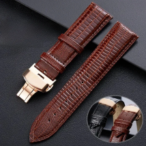 Crocodile Pattern Leather Watch Band 18mm 20mm 22mm 24mm Butterfly Buckle Wristband Man Female Strap Bracelet Belt