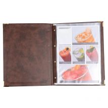 A4 Thick Durable PU Leather Menu Holder For Restaurant 7 Sheets Pocket Card Display Folder Black Brown Wine