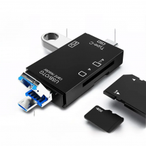 Micro USB Mini Phone Adapter 6-in-1 Mult USB 3.0 Card Reader Type-C TF-SD Card Reader Laptop OTG Adapter All in one