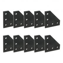 3D Printer 90 Degree  60 x 60 x 4MM L type with 5 Hole Black Joining Plates for CNC 2020 V-slot Aluminum Profiles Pack of 10