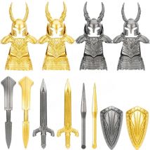 HN570-573 Ancient Heavy Soldier Knight Mini Action Figure Building Block Accessories Shield Helmet Armor Model Children's Toys