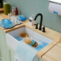 NEW 1/6 Scale Miniature Kitchen Sink Lavatory Wash Basin Faucet for Blyth  Dollhouse Furniture Toys Accessories