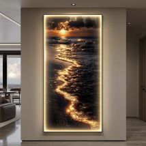 Modern LED Wall Lamps Luxury Entrance Living Room Decoration Corridor Gold Sea Wave Hanging Painting Abstract Lustre Mural Light
