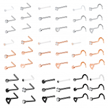 ZS 2020 New Fashion Nose Studs Sets 6pcs Stainless Steel Nose Piercing Studs Rings 18G Indian Nose Piercing Jewelry For Women