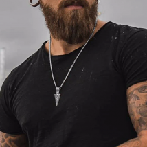 Man Necklace, Arrowhead Kunai Pendant,Stainless Steel Primal Tribal Spear Necklaces,Men Kunai Ethnic Viking Necklace