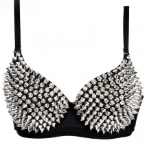 AONVE Newest Sexy Lingerie Sexy Women's Rhinestone Cover Bra Top Gold/Silver Plunge Wire Free Bralete Fashion Sequined Cover top