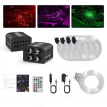 4Port 32W Twinkle RGBW Meteor Starlight Headliner Star Ceiling Light 860pcs Fiber Optic For Car Home APP&RF Remote Star Sky Roof