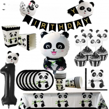 Cartoon Panda Theme Birthday Party Decorations Kids Disposable Tableware Set Plate Napkins Cup Ballon Baby Shower Party Supplies