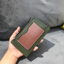 Women Genuine Leather Small Wallet Zip Coin Purse Fashion Patchwork Credit Multi Card Holders Female Daily Money Case