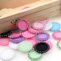 50pcs 30mm inner 20mm Mix Color Round Resin Flatback Base Setting Rhinestone Cabochon Base Frame Setting Accessory