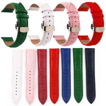 Crocodile Pattern Watchstrap 12 13 14 15 16 17 18 19 20 21 22 24mm Genuine Leather Watch Band Metal Butterfly Buckle Wrist Belt