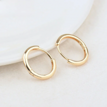 (1966)6PCS 12MM 14MM 17MM 24K Gold Color Brass Round Earring Hoop Earrings Clasps High Quality DIY Jewelry Making Findings