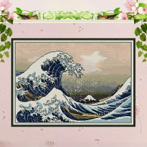 The Great Wave of Kanagawa Counted Cross Stitch Handmade Cross Stitch 11CT 14CT 16CT Cross Stitch Kits Embroidery for Needlework