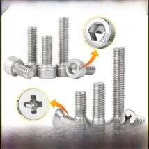 M2 M2.5 M3 M4 M5 M6 M8 304 Stainless Steel Hex Socket Screw DIN912 Hexagon Allen Bolt Countersunk Head Cross Phillips Flat Screw