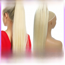 SOVO Drawstring Ponytail Human Hair Straight European Blonde Highlight Real Natural Hair Extensions Clip In Hairpiece Pony Tails